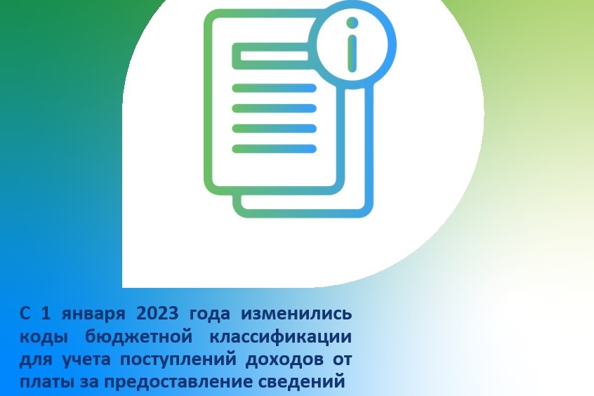 С 1 января 2023 года изменились коды бюджетной классификации для учета поступлений доходов от платы за предоставление сведений.