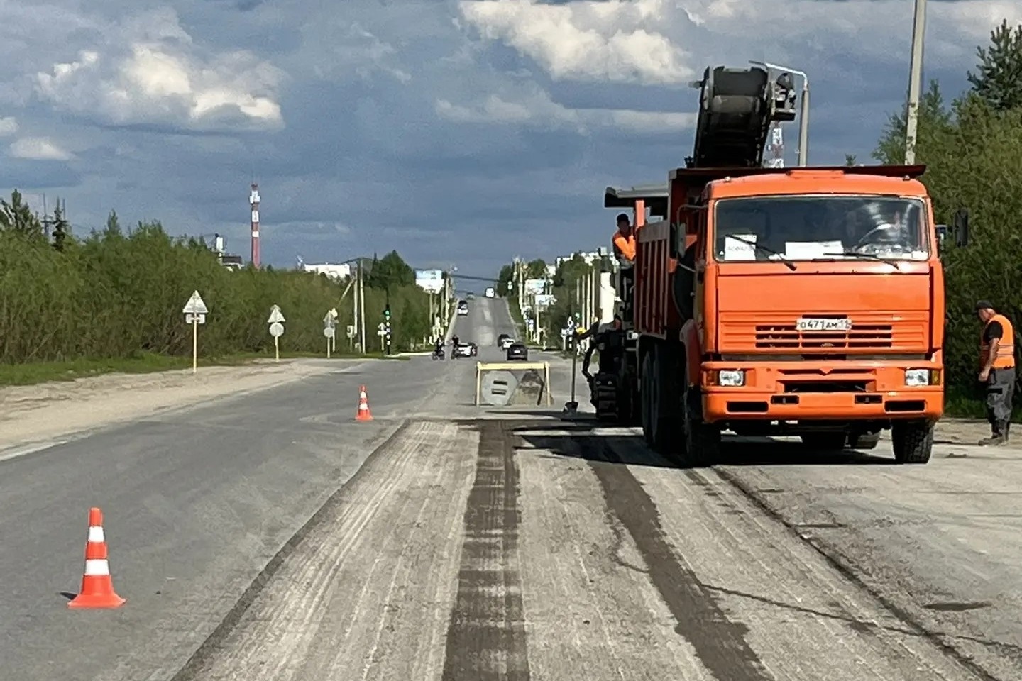 ремонтные работы на дороге к Парме.